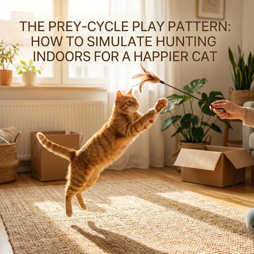 The prey-cycle play pattern: how to simulate hunting indoors for a happier cat (prey drive) — Cats / Behavior cover image