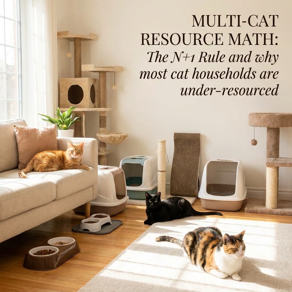 Multi-cat resource math: the N+1 rule and why most cat households are under-r... (litter box) — Cats / Behavior cover image