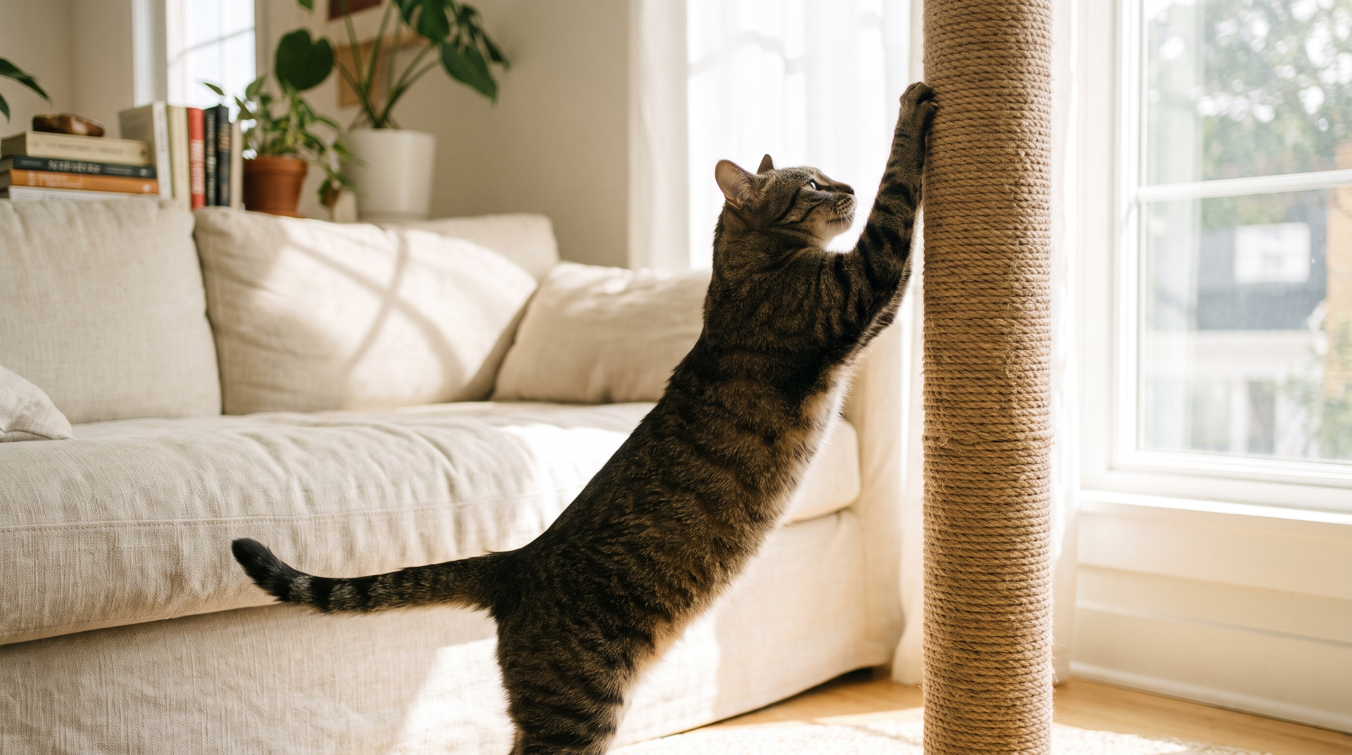 Scratching the furniture: how to redirect a cat to a proper scratch post (scratch post) — Cats / Behavior cover image