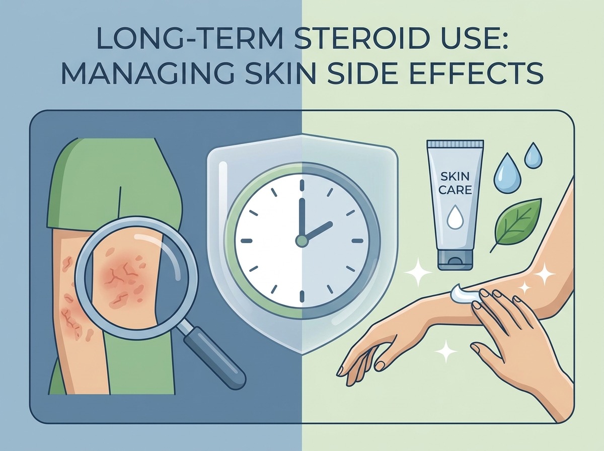 Section — visual progression of steroid side effects with duration