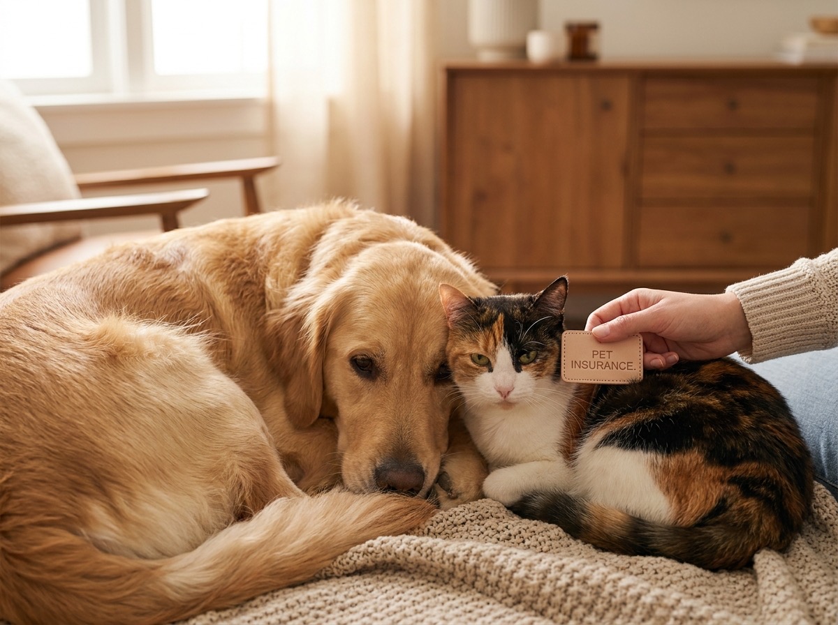 Footer banner — clipboard with pet insurance plan comparison sheet