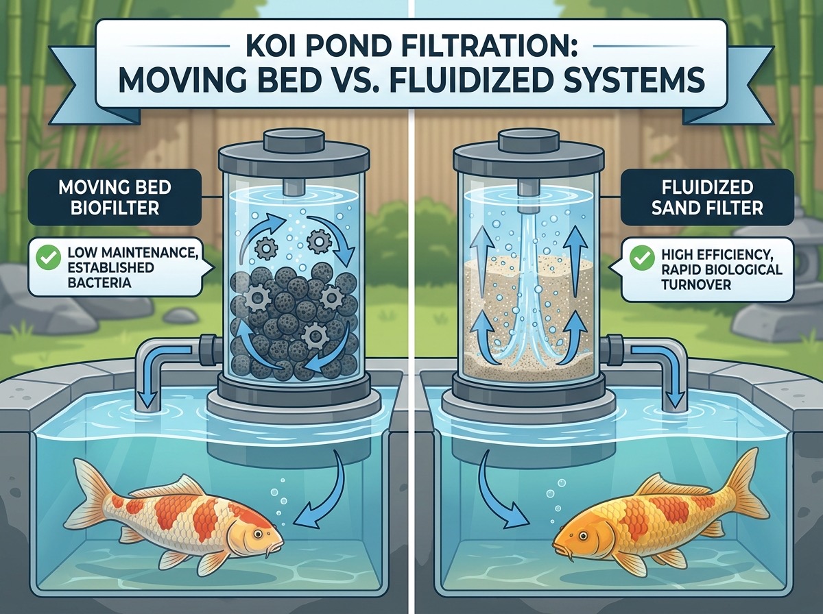 Section — cutaway of moving bed filter chamber with media