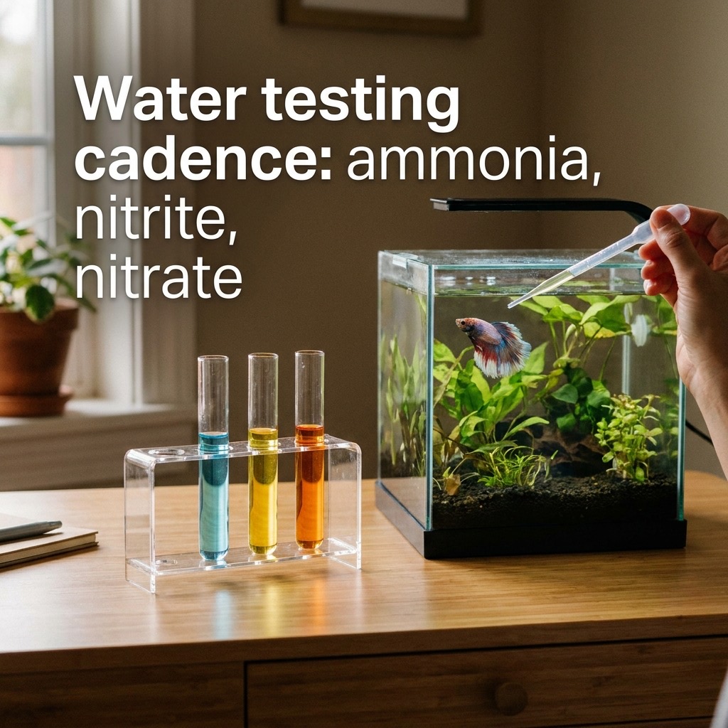 Water testing cadence for aquariums: ammonia, nitrite, and nitrate — when to ... (fishless cycle) — Fish / Aquarium Basics cover image