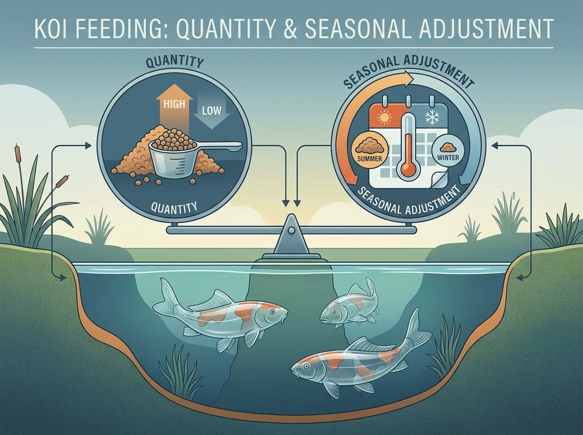Section — water temperature and corresponding koi feeding level