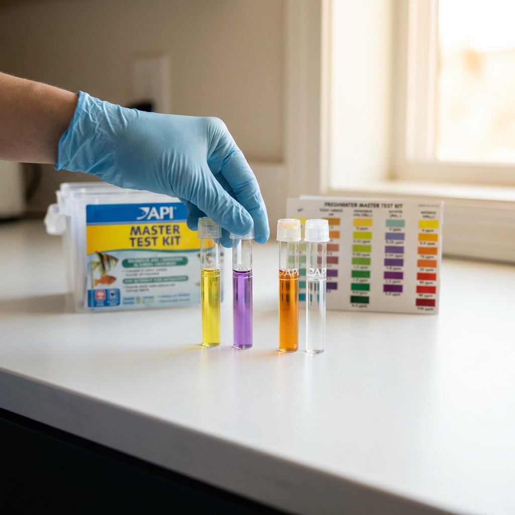 Water testing cadence: ammonia, nitrite, nitrate — when to test, how often, a... (api master test kit) — Fish / Freshwater Aquariums cover image