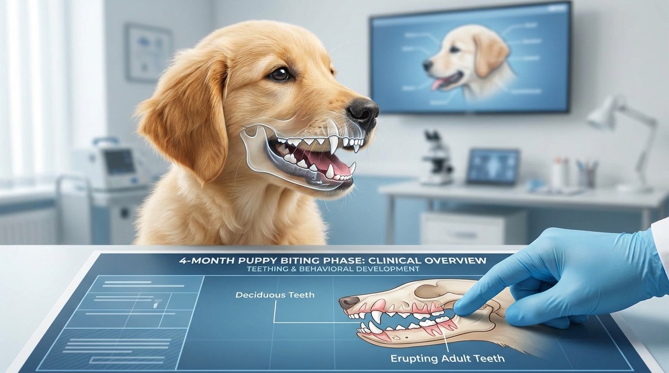 The 4-month puppy biting phase: why it happens and what to do (bite inhibition) — Dogs / Behavior cover image