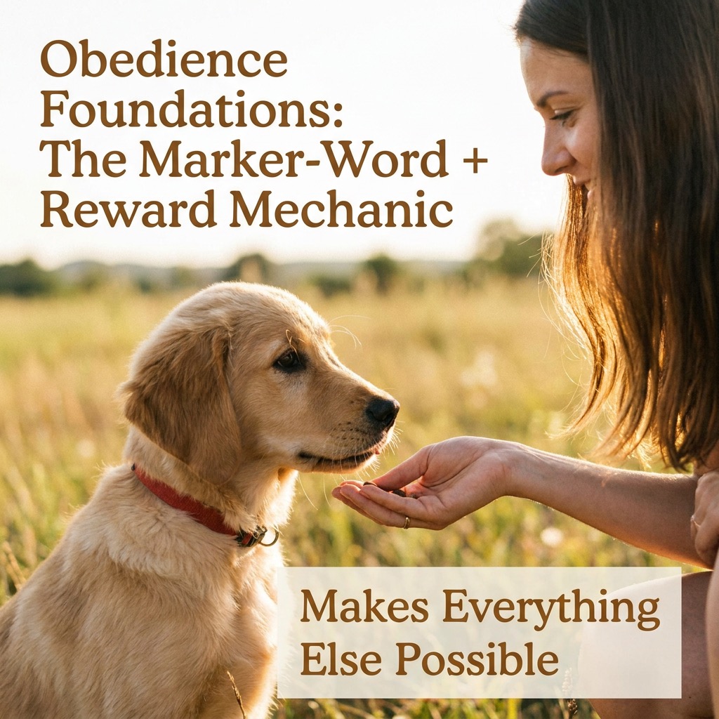 Obedience foundations: the marker-word + reward mechanic that makes everythin... (positive reinforcement) — Dogs / Training cover image