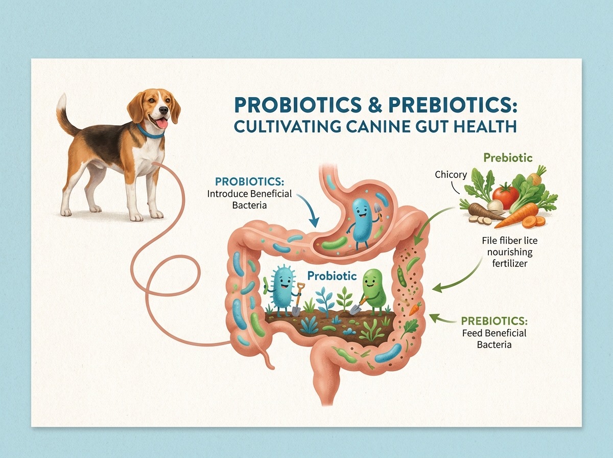 Section — schematic of canine gut microbiome composition