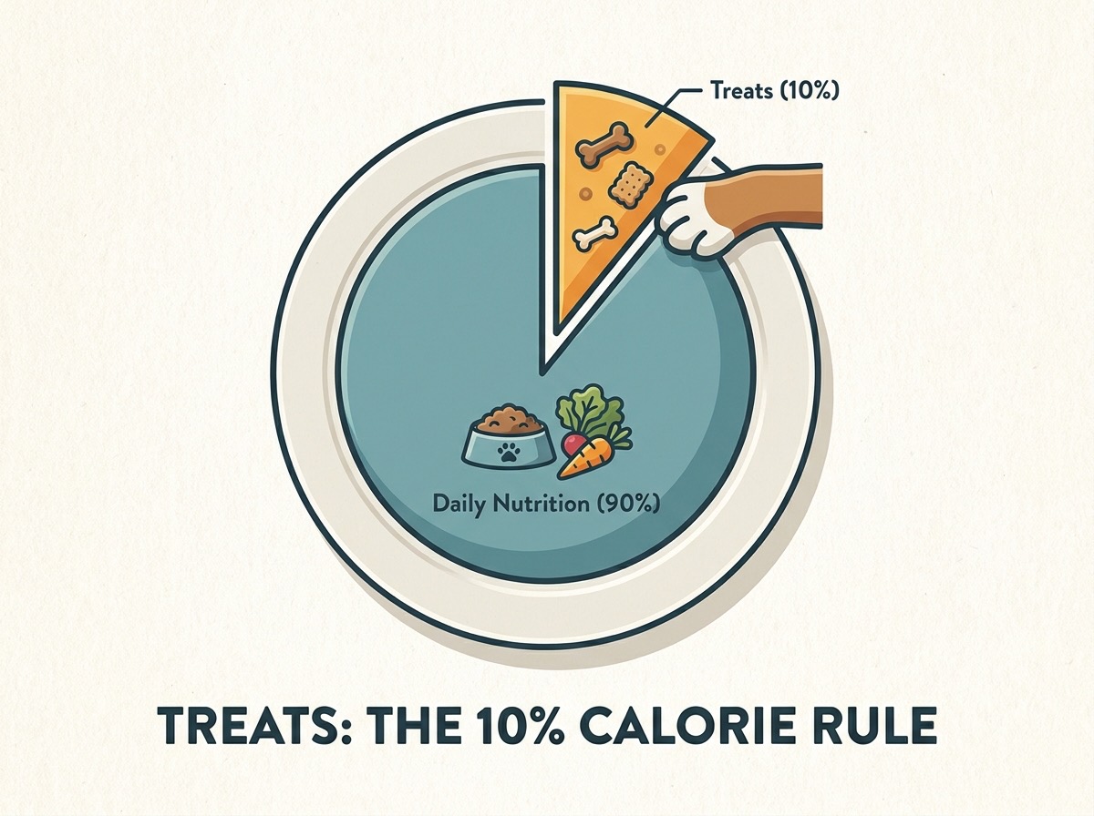 Section — portion scale showing treat vs daily ration sizes