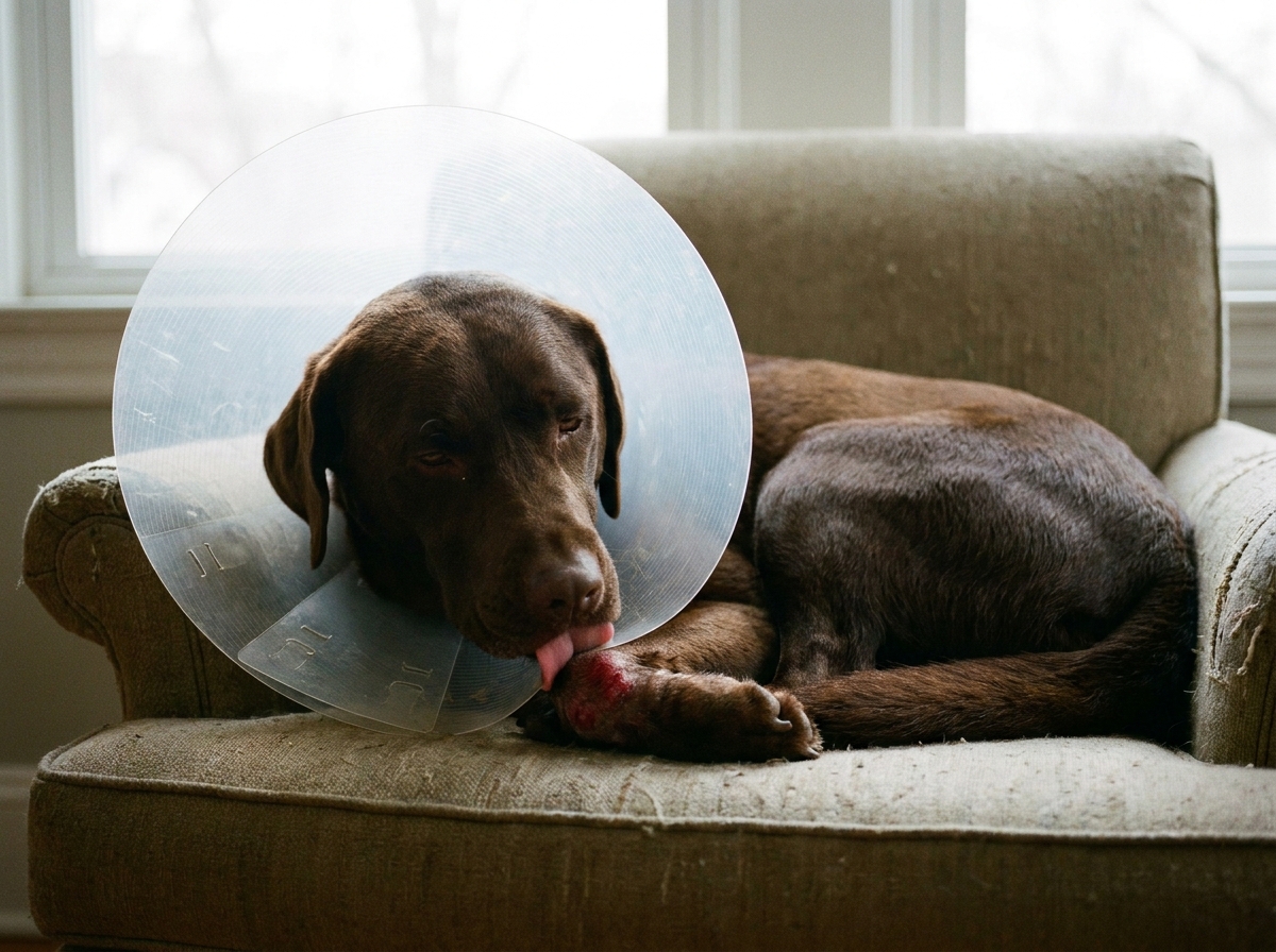 Section image 1 — a Golden Retriever scratching at the axillary region, with a clinical photograph of erythematous, lichenified skin in the axilla and ventral neck, the classic distribution of CAFR