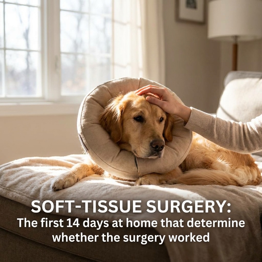 Soft-tissue surgery: the first 14 days at home that determine whether the sur... (post-operative) — Pets / Post-Surgical Care cover image